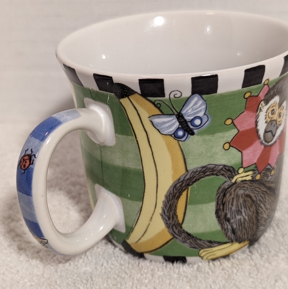 Peas and Thank You Monkey Mug by Kelly Barnes Rightsell 3” Tall x 3 1/4" Wide - Picture 4 of 9